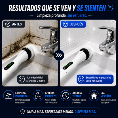 CEPILLO ELECTRICO 9 EN 1 - LIMPIA FÁCIL Y SIN ESFUERZO