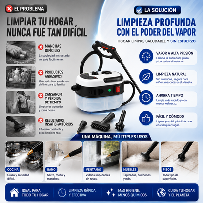 Limpiador de vapor portátil multifuncional de alta presión para la limpieza de la cocina, el hogar y el coche 🔥