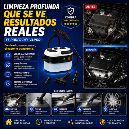Limpiador de vapor portátil multifuncional de alta presión para la limpieza de la cocina, el hogar y el coche 🔥
