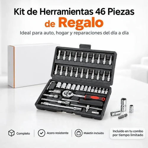 COMBO LIQUIDACIÓN: Hidrolavadora + (Kit de Herramientas 46 Pzs + Doble Batería + Maletín)